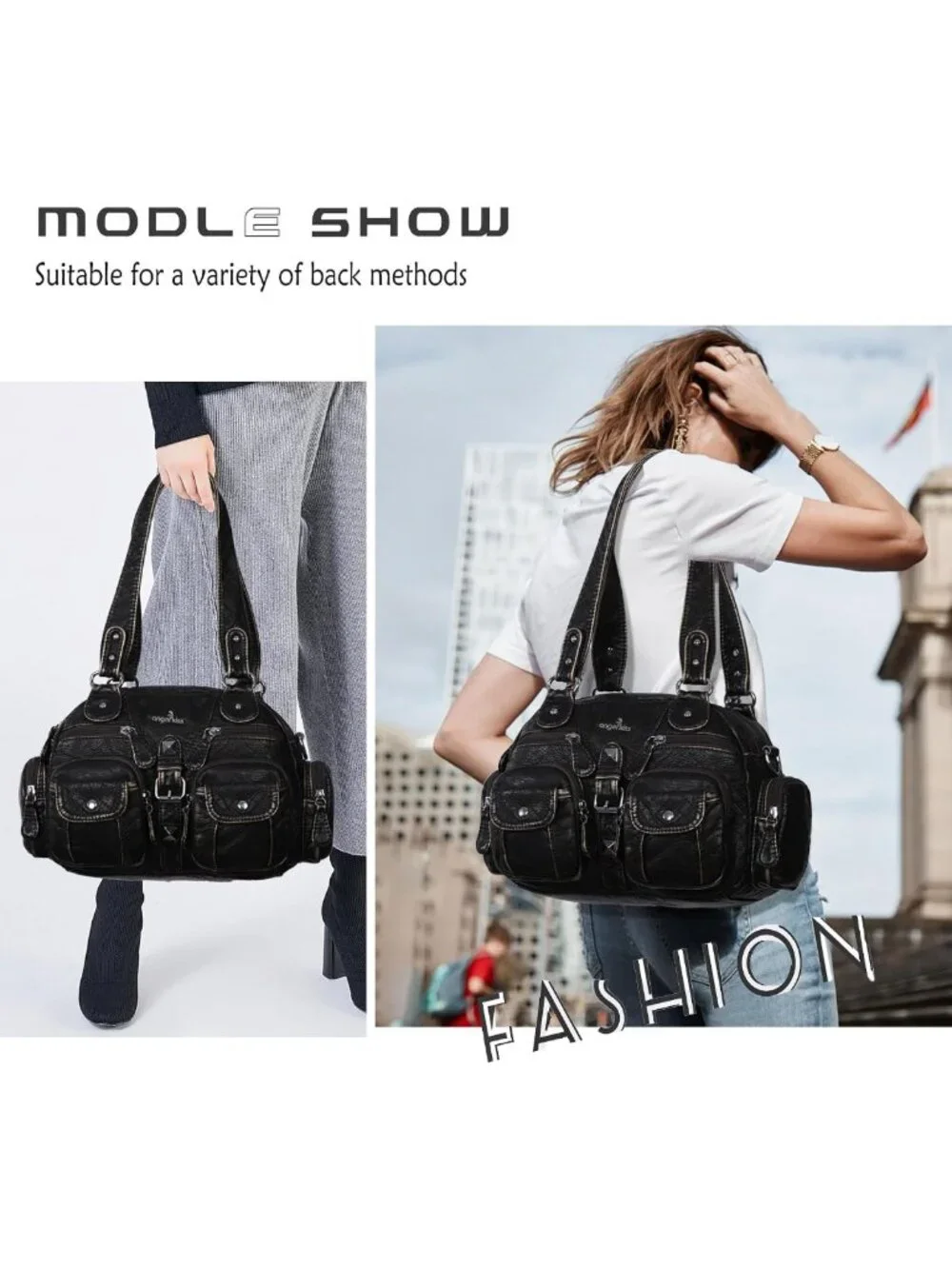 Soft Leather Hobo Crossbody Bag for Women | Multipocket, Removable Strap
